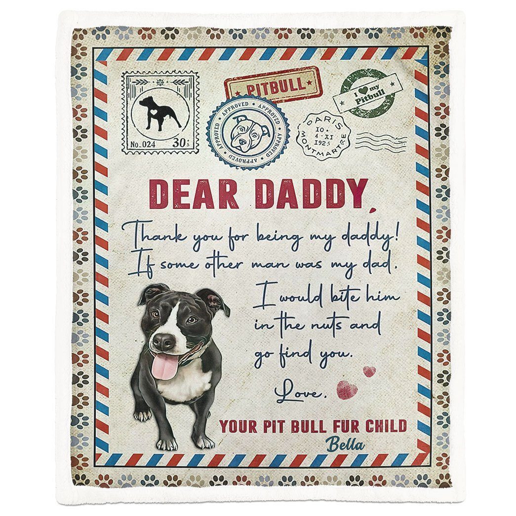 Gearhumans [Best Gift For Father's Day] 3D Air Mail Letter To Dog Dad Fathers Day Custom Name Blanket GS130430 Blanket Blanket M(51''x59'') 